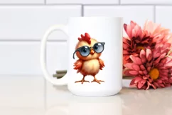 colorful Funny Chicken with Sunglasses | Clipart Product Image 2