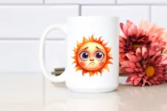 Watercolor Funny Baby Face Expressive Sun PNG Product Image 2
