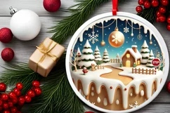 Round Christmas Ornament Sublimation|Clipart Product Image 1