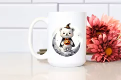 Cute Baby Polar Bear Moon Halloween PNG Product Image 2