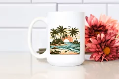 Vintage Tropical Island Beach Clipart Product Image 2