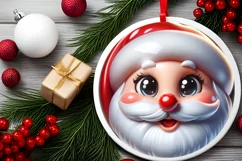 Christmas Santa Claus Round Ornament Sublimation PNG Product Image 2