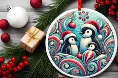 Round Christmas Ornament Sublimation|Clipart Product Image 2