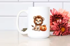 Cute Baby Lion with Pumpkin PNG Product Image 2