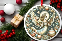 Round Christmas Ornament Sublimation|Clipart Product Image 2