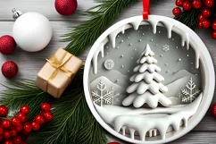 Round Christmas Ornament Sublimation|Clipart Product Image 1