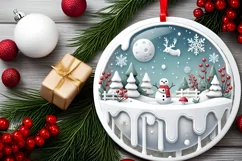 Round Christmas Ornament Sublimation|Clipart Product Image 1