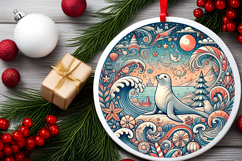 Round Christmass Ornament PNG Product Image 2