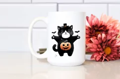 Simple Funny Halloween Clipart with Black Cat PNG Product Image 2