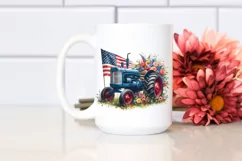 Watercolor Tractor with Flowers Clipart Product Image 2
