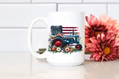 Watercolor Tractor with Flowers Clipart Product Image 2