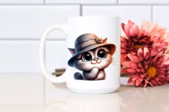 Expressive Cat Hat Watercolor Clipart Product Image 2