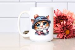 Expressive Cat Hat Watercolor Clipart Product Image 2