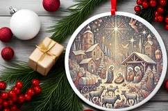 Round Christmas Ornament Sublimation|Clipart Product Image 1