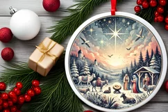 Round Christmas Ornament Sublimation|Clipart Product Image 1