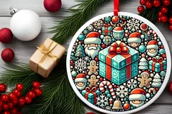 Round Christmas Ornament Sublimation|Clipart Product Image 2