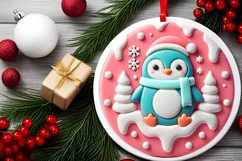 Round Christmas Ornament Sublimation|Clipart Product Image 1
