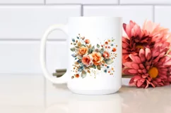 Colorful Orange Roses with Gold PNG Product Image 2