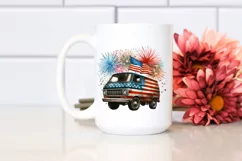 Vintage Dirty Van Fireworks USA Flag | Sublimation Clipart Product Image 2