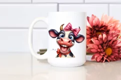 Cow Watercolor Crazy Funny Cow with Bow | Sublimation Product Image 2