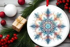 Snow Flake Christmas Round Cute Ornament Sublimation Product Image 1