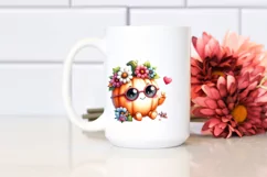 Cute Pumpkin with Sunglasses | Watercolor Clipart Product Image 2