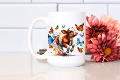 Colorful Baby Cow Chasing Butterflies PNG Product Image 2
