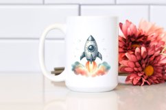 Whimsical Rocket | Watercolor Clipart Product Image 2