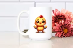 Smiling Cute Baby Chicken Watercolor Plush | Clipart Product Image 2