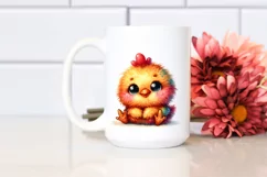 Smiling Cute Baby Chicken Watercolor Plush | Clipart Product Image 2