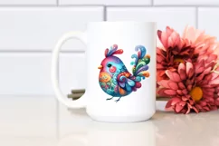 Colorful Watercolor Whimsical Bird Clipart Product Image 2