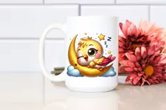 Cute Goldfinch Napping on Moon | Sublimation | Clipart Product Image 2