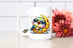 Cute Goldfinch Napping on Moon | Sublimation | Clipart Product Image 2