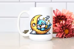 Cute Goldfinch Napping on Moon | Sublimation | Clipart Product Image 2