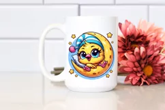 Cute Goldfinch Napping on Moon | Sublimation | Clipart Product Image 2