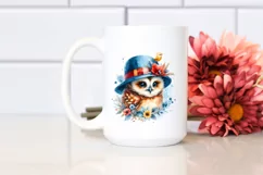 Vibrant Baby Owl Watercolor Clipart Product Image 2