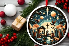 Round Christmas Ornament Sublimation|Clipart Product Image 2