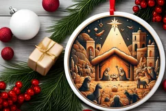 Round Christmas Ornament Sublimation|Clipart Product Image 2
