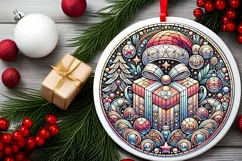 Round Christmas Ornament Sublimation|Clipart Product Image 2