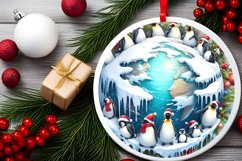 Watercolor Christmas Penguins Ornament Product Image 2