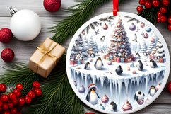 Watercolor Christmas Penguins Ornament Product Image 2