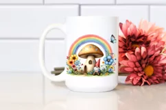 Colorful Gnome House with Rainbow and Flowers | Clipart Product Image 2