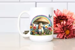Colorful Gnome House with Rainbow and Flowers | Clipart Product Image 2