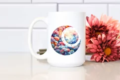 colorful Watercolor Wimsical Moon | Sublimation, Clipart Product Image 2