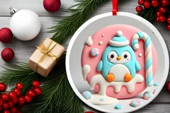 Round Christmas Ornament Sublimation|Clipart Product Image 1