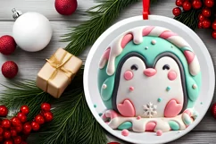 Round Christmas Ornament Sublimation|Clipart Product Image 1