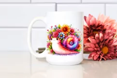 Cute Vibrant Flower Crown Snail Clipart Product Image 2