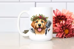 Baby Golden Retriever Punk Singer | Sublimation Clipart Product Image 2