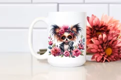 Papillon Punk Singer Watercolor Clipart Product Image 2