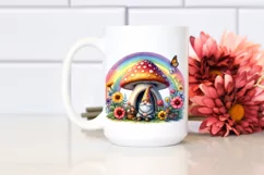 Colorful Gnome House with Rainbow and Flowers | Clipart Product Image 2